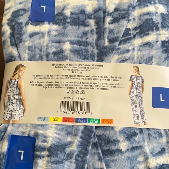 Lucky Brand Ladies' 4-Piece Pajama Set Blue (Winter Tie Dye) - Picture 9 of 9